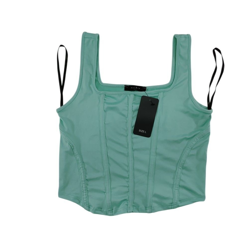 21 Saints Mint Green Corset Style Tank Top Structured Bustier Size L
